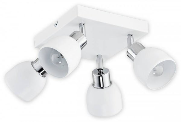 Vierflammiger Deckenstrahler in Weiß matt mit Chrom für die Küche