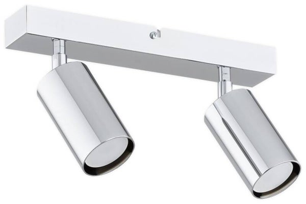 Zweiflammiger Deckenstrahler aus Stahl in Chromoptik für moderne Innenräume