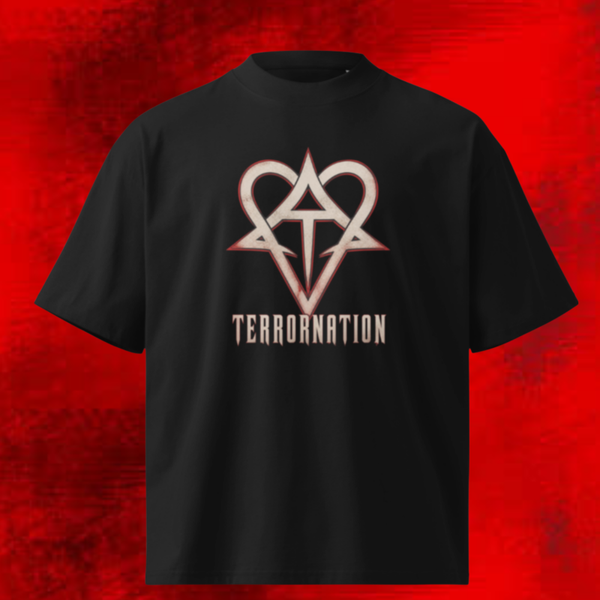 TerrorNation Heartagram Logo Branded Leave Your Comfort Zone Behind Oversized Deluxe T Shirt Black