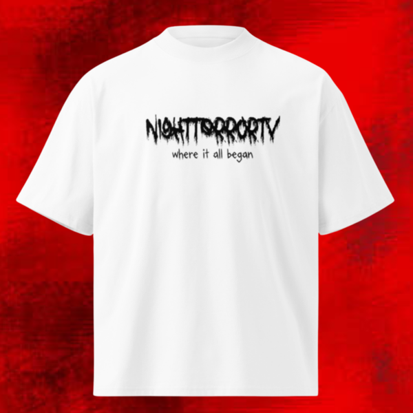 TerrorNation x Night Terror TV Where It All Began Oversized Deluxe T Shirt White