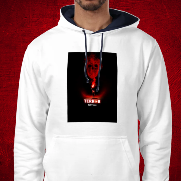 Terror Nation Branded Deluxe Hoodie (Est 2025 Back Logo 1) White / Navy