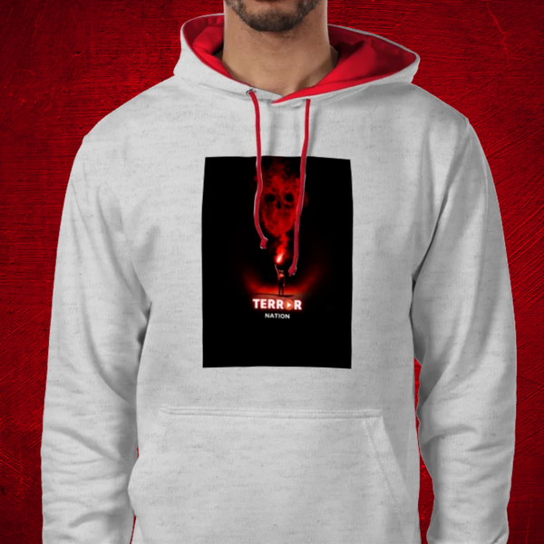 Terror Nation Branded Deluxe Hoodie (Est 2025 Back Logo 1) Grey / Red
