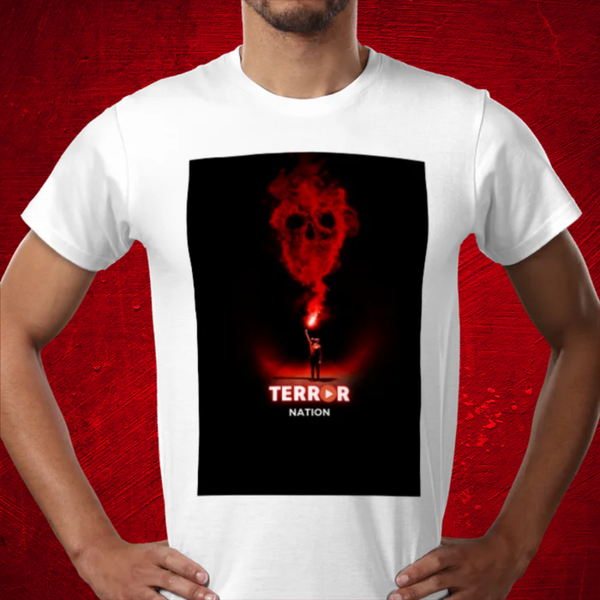 Terror Nation Branded Deluxe Custom T-Shirt Logo 1 White