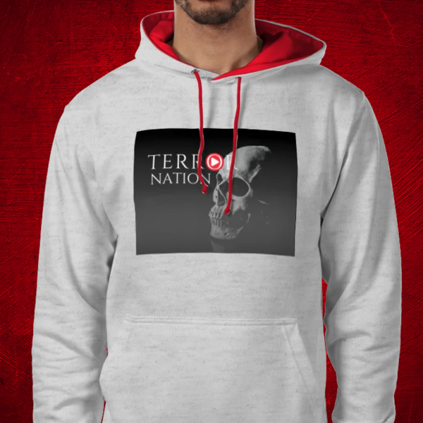 Terror Nation Branded Deluxe Hoodie (Est 2025 Back Logo 2) Grey / Red