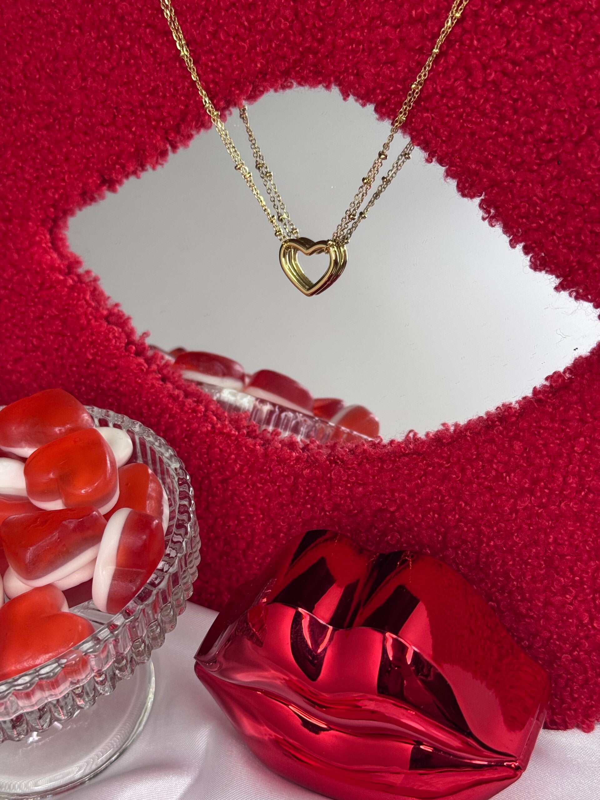 Double heart ketting - Goud kleur