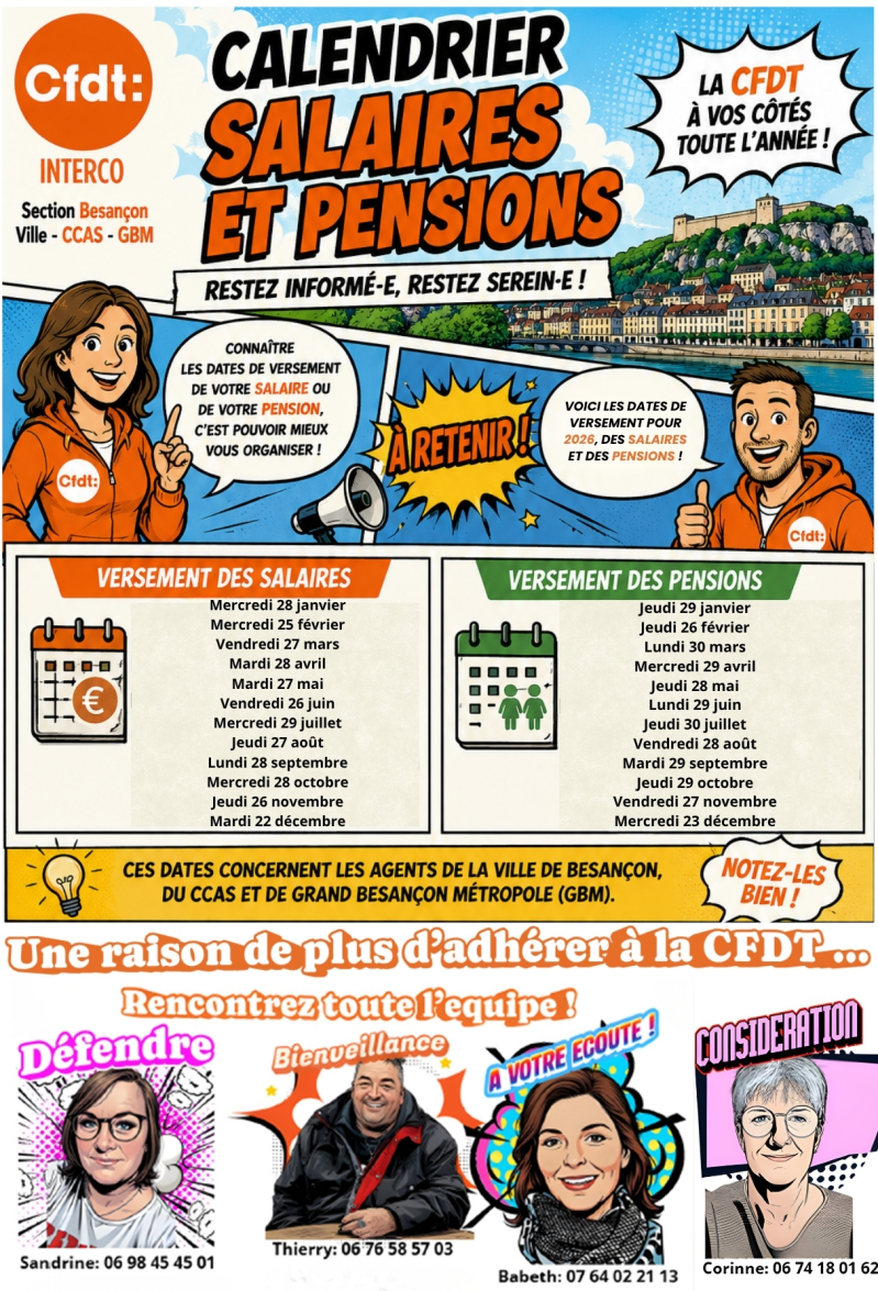 Versement des salaires et pensions 2026