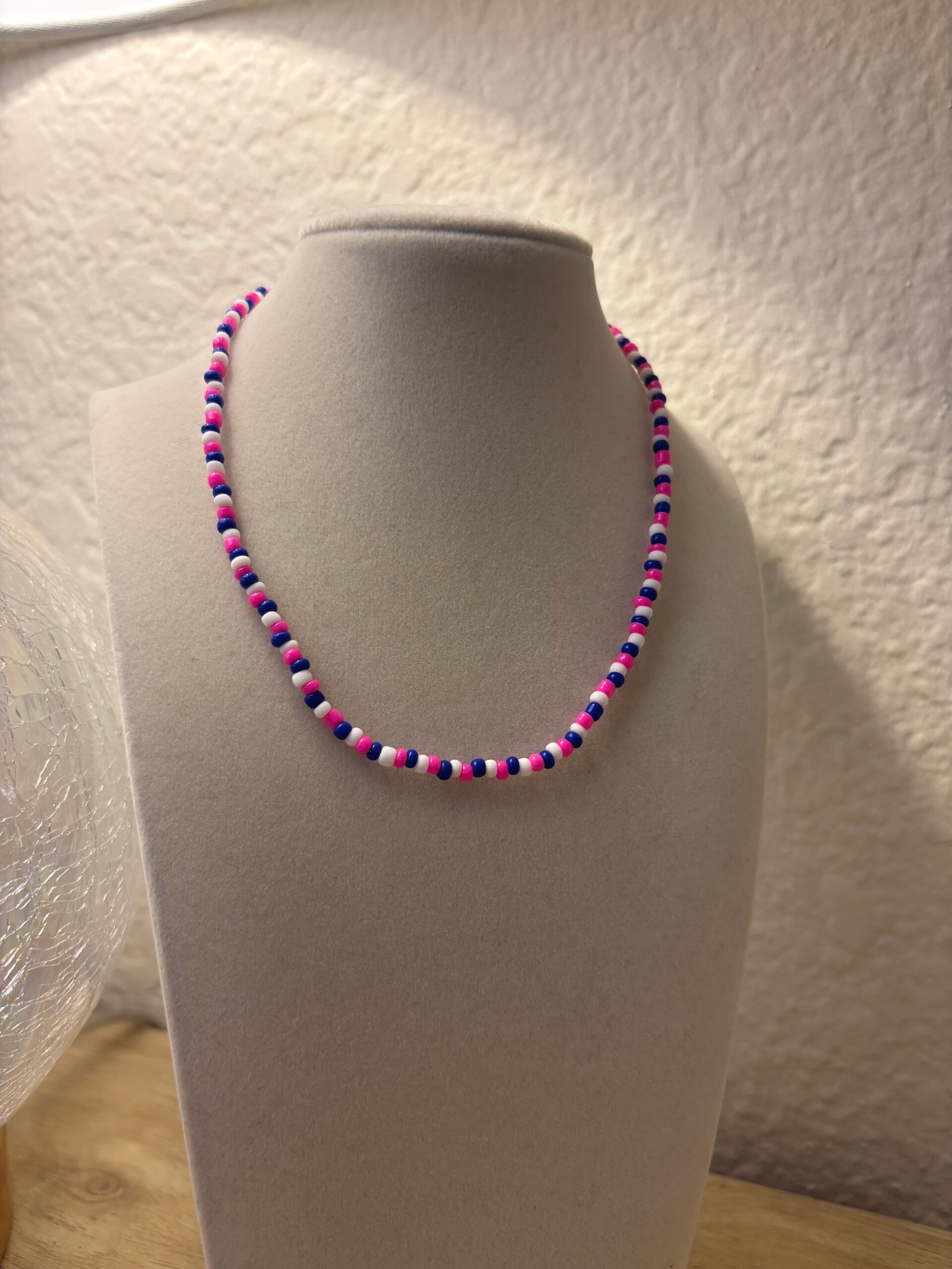 Navy Blue & Pink Necklace