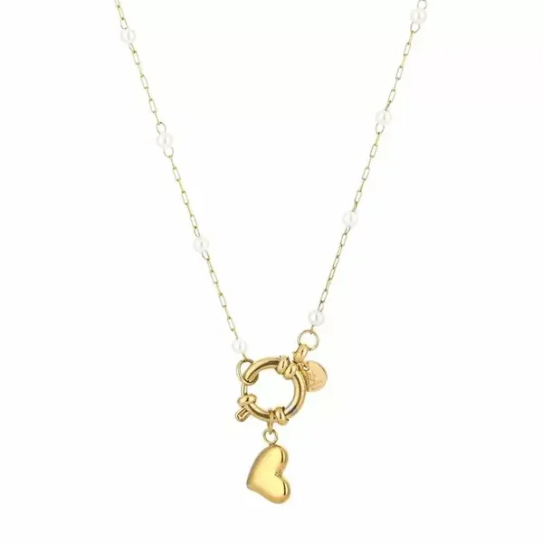 Parel bedel hart ketting - Goud