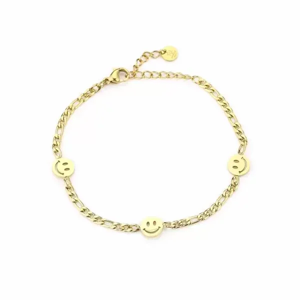 Smiley armband - Goud