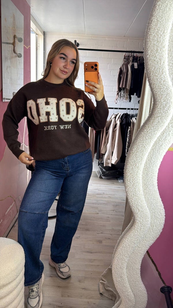 SOHO studs sweater brown