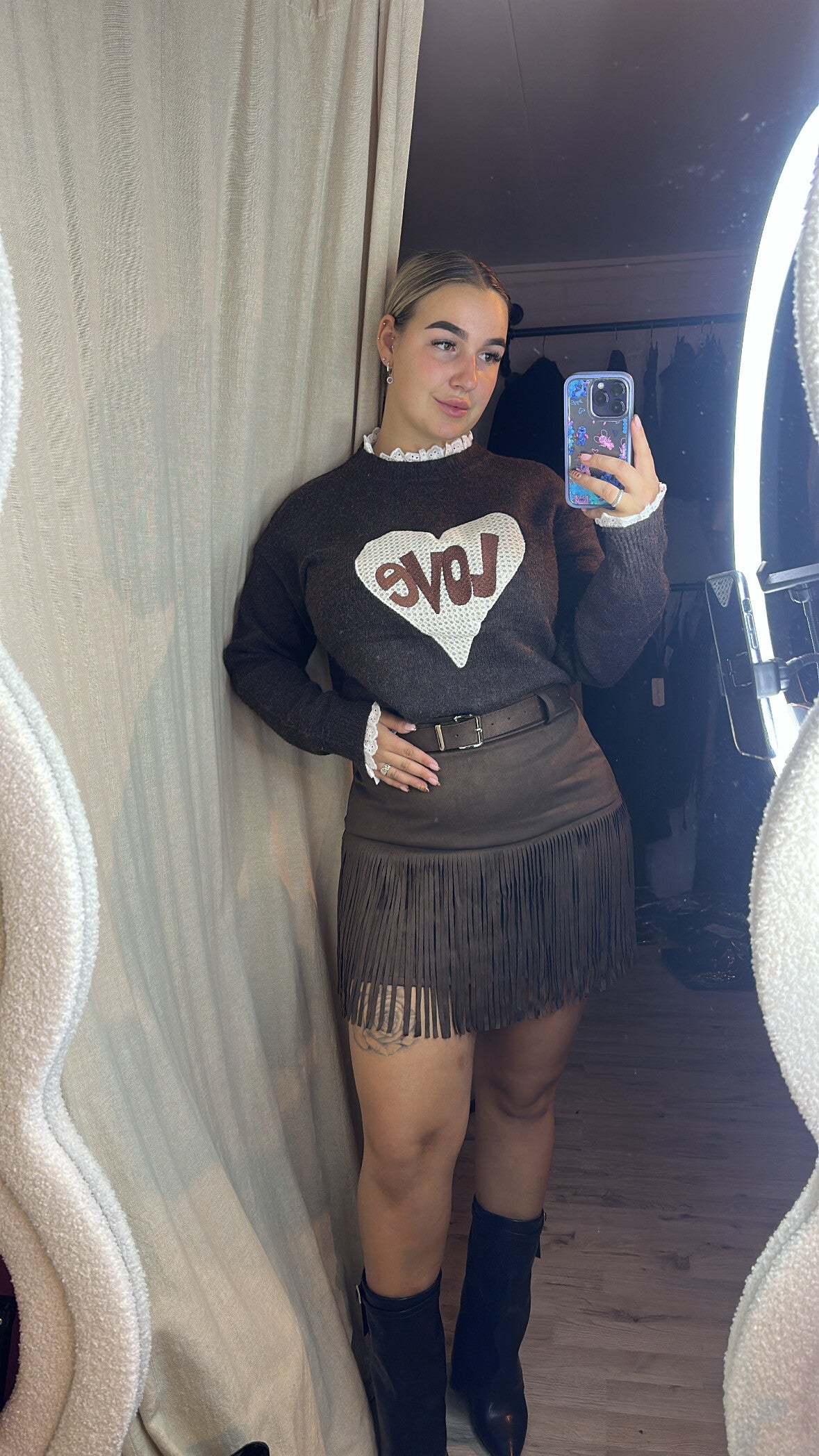 Suède skirt brown