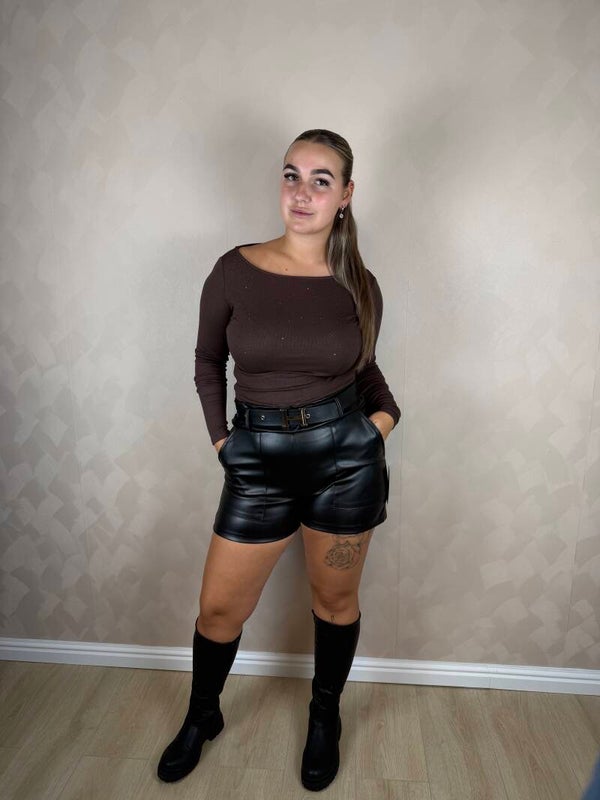 By Swan glitter top Brown