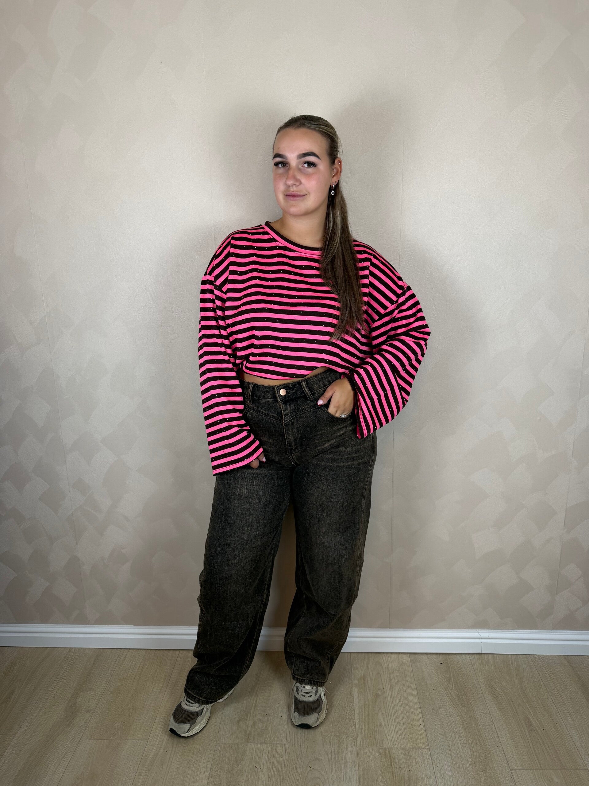 Longsleeve glitter roze