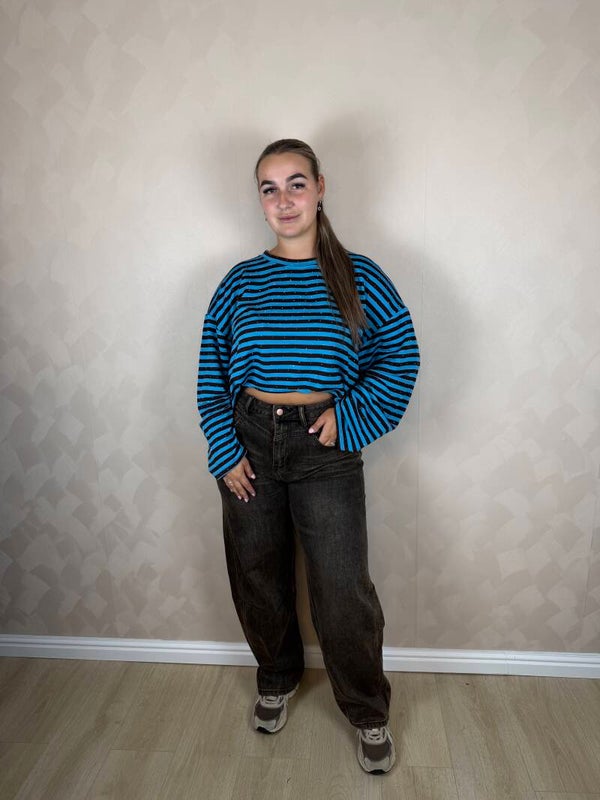 Longsleeve glitter blauw/bruin