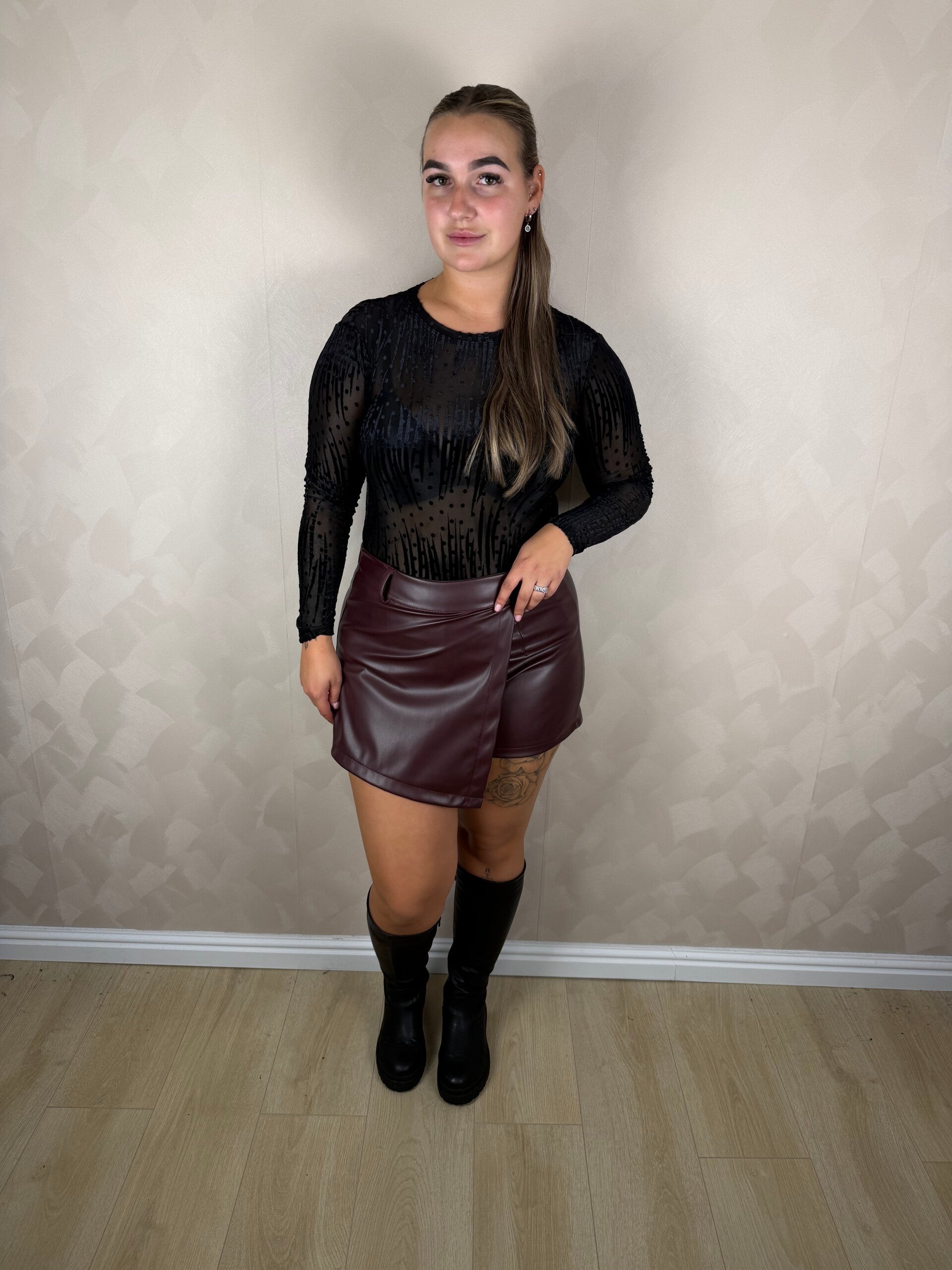 Leren skort Bordeaux