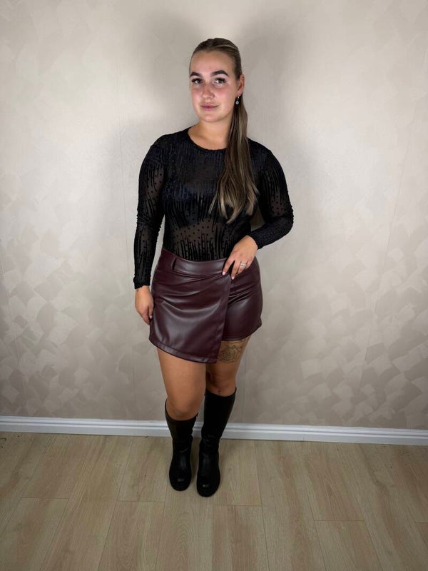 Leren skort Bordeaux