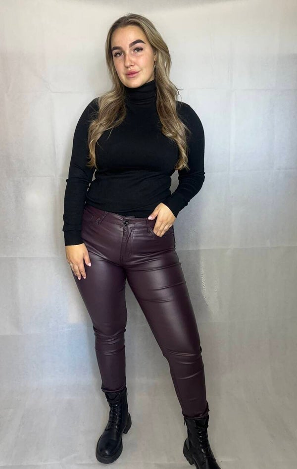 Leatherlook Jeans Bordeaux Dj290-5