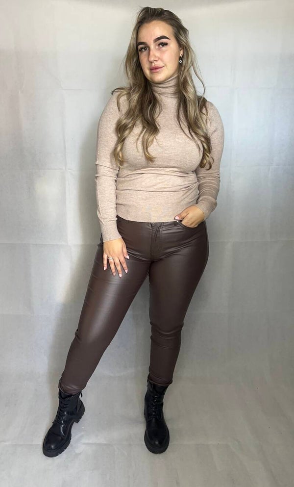 Leatherlook Jeans Brown dj290-22