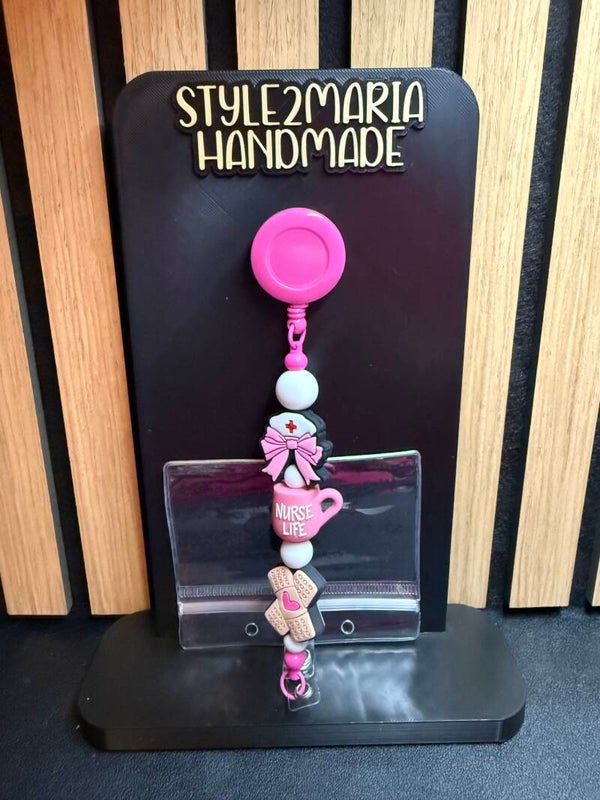 badge houder  roze