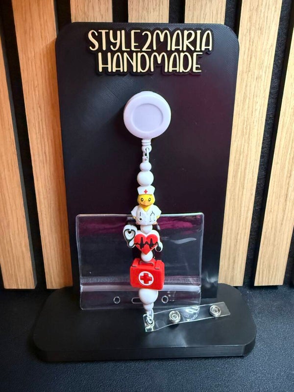 badge houder wit met rood