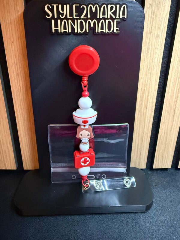badge houder wit met rood
