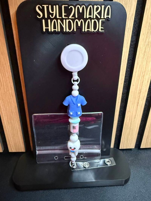 badge houder wit met blauw