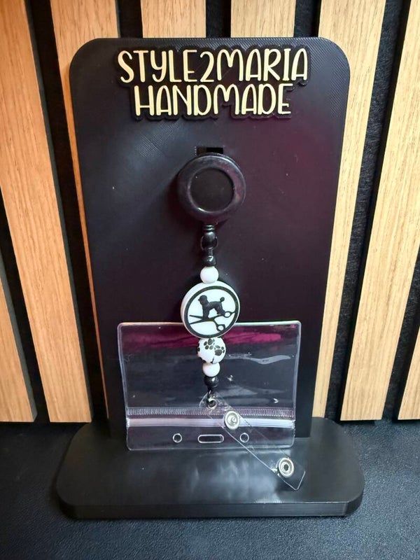 badge houder zwart honden trimster