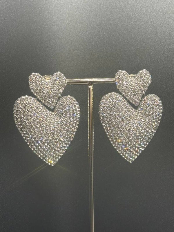 35 hart groot met stenen zilver