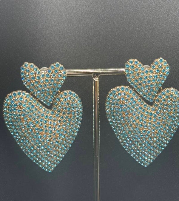 34 hart groot stenen blauw