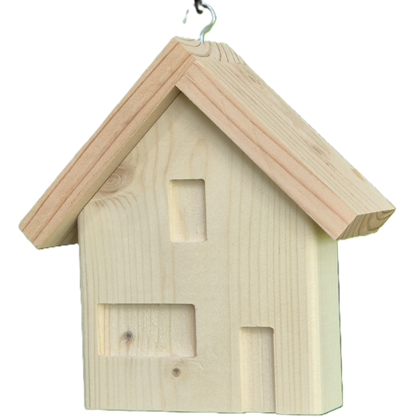 Houten Huisje -  FSC vurenhout - tuinornament - met ophanghaak - onbehandeld