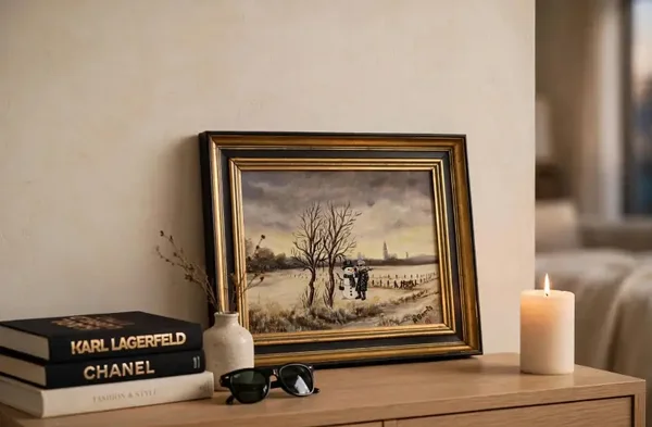 Karl Lagerfeld, origineel upcycled vintage schilderij