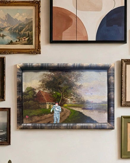 Rocky, origineel upcycled vintage schilderij
