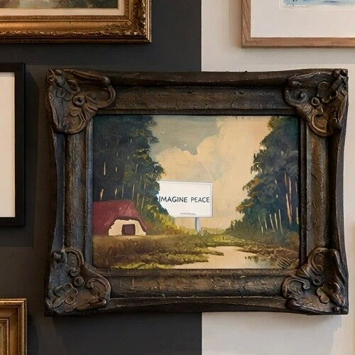 Imagine Peace, origineel upcycled vintage schilderij