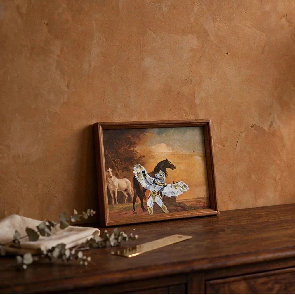Pegasus, origineel upcycled vintage schilderij