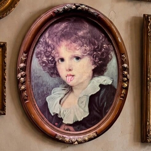 Cheeky Boy, origineel upcycled vintage schilderij