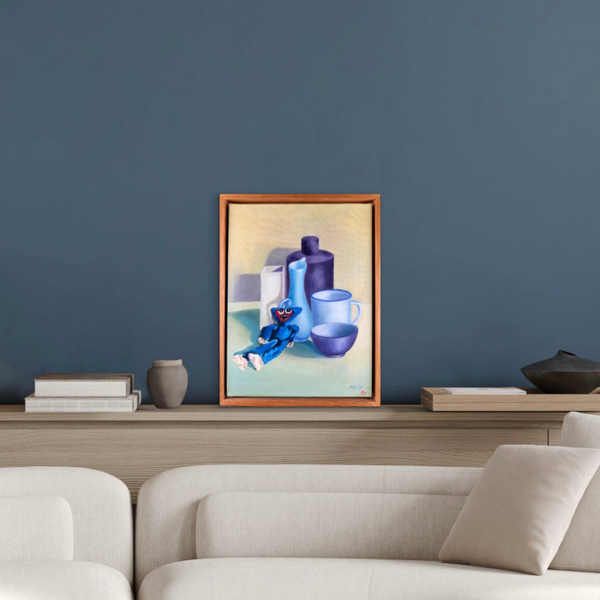 Huggy Wuggy, origineel upcycled vintage schilderij