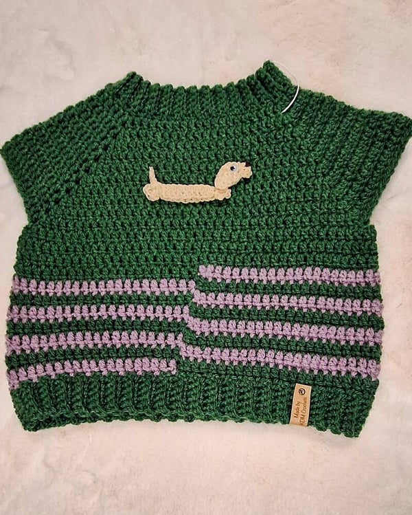 gehaakte slip-over Teckel love 💚
