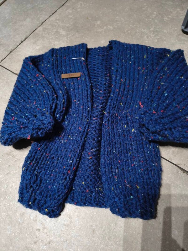 Gehaakte trui open, blauw