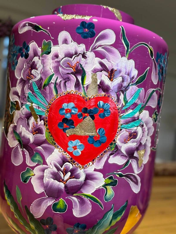 Handbeschilderde vaas Valerie