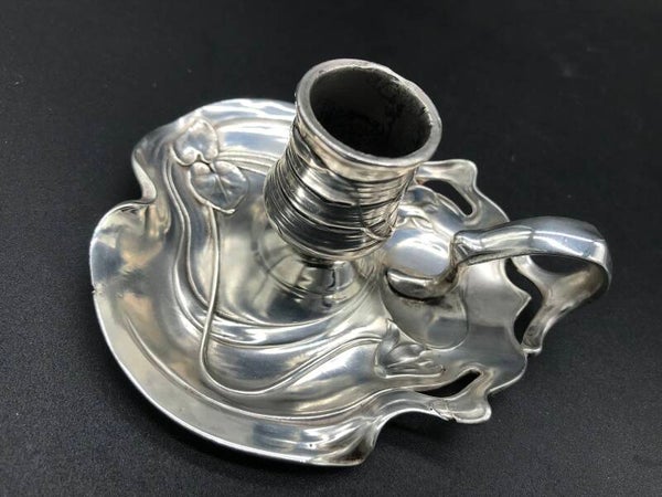 Original Art Nouveau Chamber Candle Holder. WMF-Stamp. Silver Plate.