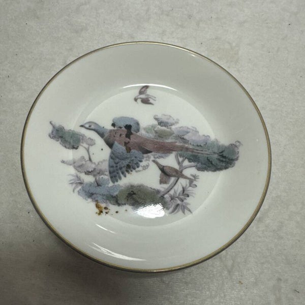 Vintage Royal Worcester Bone China Grouse Pin Dish Gilt Edged