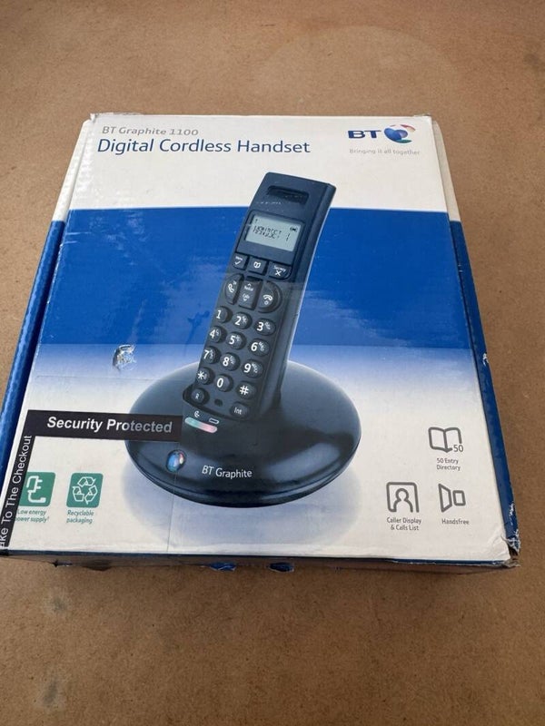 BT Graphite 1100 Digital Cordless Phone Handset Base Boxed With Manual