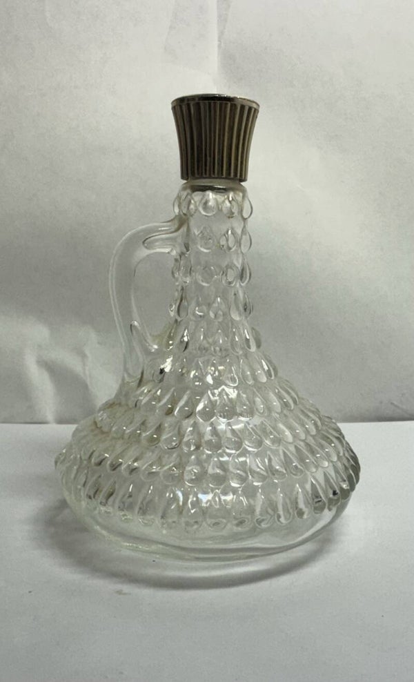 Vintage Teardrops Textured Glass Bottle Perfume Decanter Plastic Screw On Lid