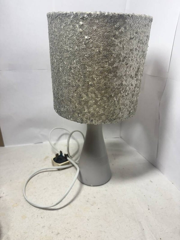 Table Lamp With Sparkly Shade 14” Tall Used Some Marks Tested