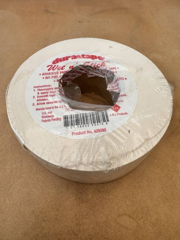 DuraTape Wet ‘n’ Stick 76.2mm Adhesive Paper Plasterboard Joint Tape Roll