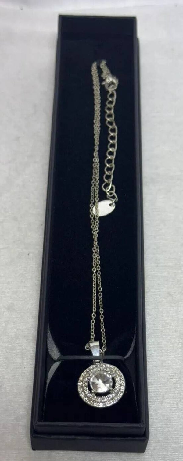 Silver Colour Necklace With Cubic Zirconia Pendant Letter P Initial On Chain