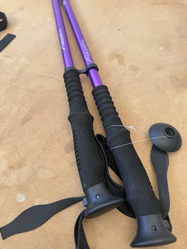 Trekrite Anti Shock Hiking Walking Poles Pair Adjustable Purple With Bag