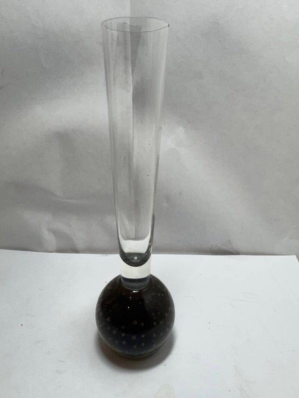 Vintage 60s 70s Lilac Brown Glass Control Bubble Tulip Stem Bud Vase 6.5"