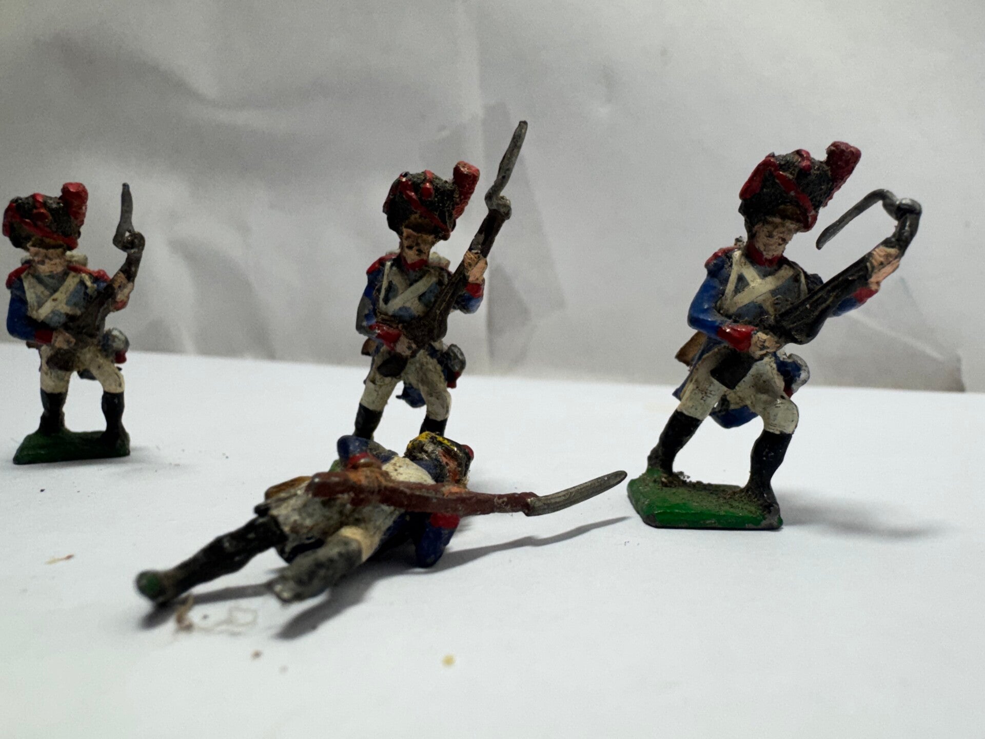 Vintage Lead Toy Soldiers Napoleonic French Infantry Painted Figures x4