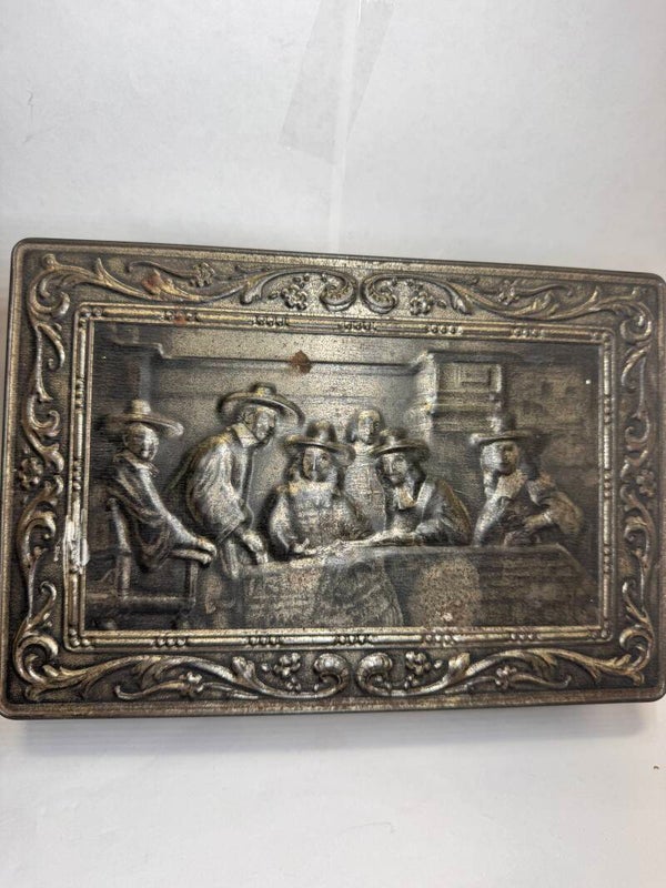 Vintage Victoria Embossed Biscuit Tin - The Syndics by Rembrandt